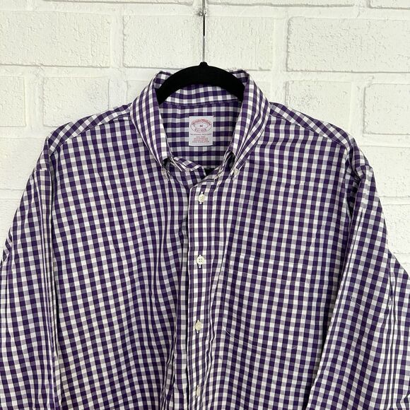 Brooks Brothers Other - Brooks Brothers Original Polo Shirt Button Up Mens Medium Purple White Check